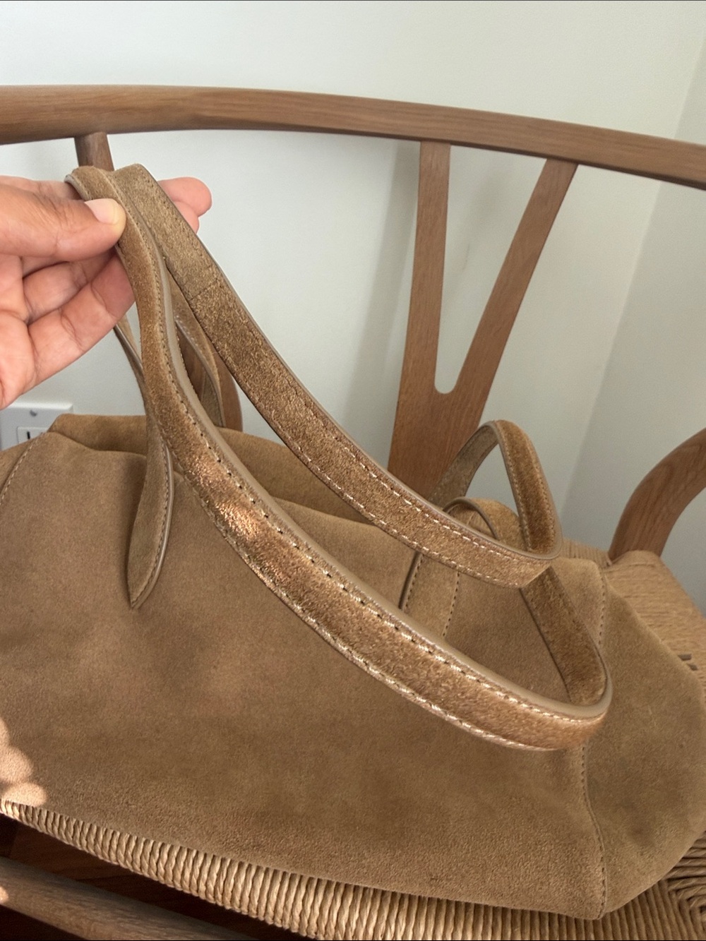Massimo Dutti Suede Tote Bag in Tan - Picture 6 of 7